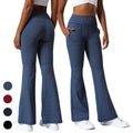 Casual Women Sport Yoga Flare Pants Trousers Lady Straight Leg Bell Bottom Boot Cut Pants Leggings Gym