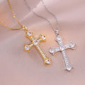 Dingchao Chic Gold Stainless Steel Zircon Studded Hip Hop Cross Pendant Necklace Trendy Fashion Pendant Necklaces