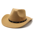 Fashion Woman Rivets Belts Winter Hats 2023 Wide Brim Cowboy Hats