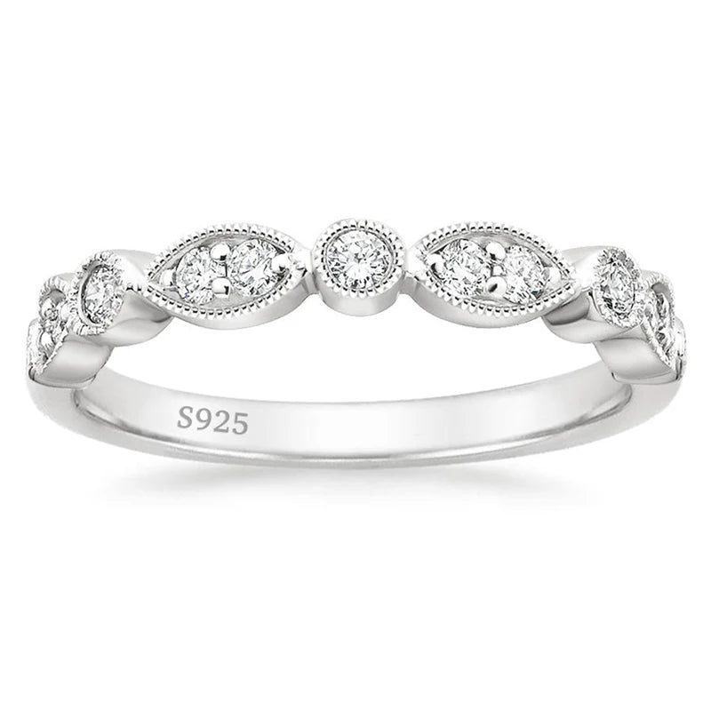 OLAN Luxury Jewelry Eternity Bands 925 Sterling Silver Moissanite Rings VVS1 Clarity Wedding Rings for Women