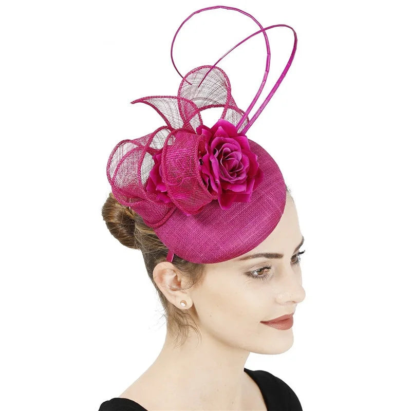 Amazon Sells Europe United States Bride Four Layers Hemp Fashion Church Hats Women Banquet Headdress Fascinator Hats for Ladies