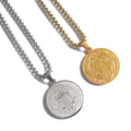 Vintage Rosary Catholic Stainless Steel 2.45cm Diameter Saint Benedict Medal Coin Charm Pendant Necklace Jewelry