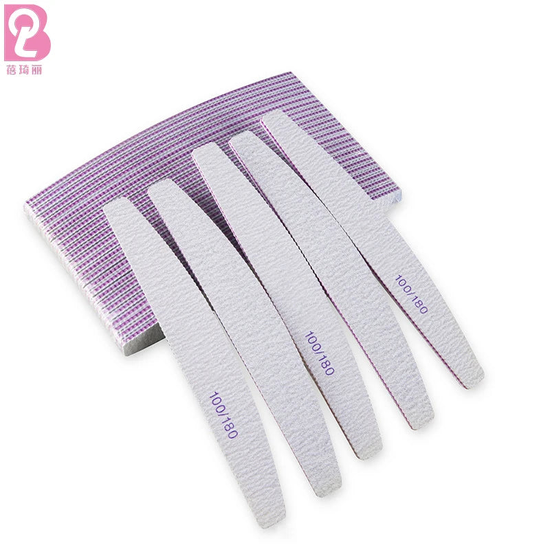 Beiqili Wholesale Zebra Nail File Kit Reusable 100/180 180/240 Dual Side Emery Board Nail Files Washable Sponge