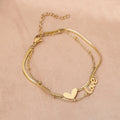 New Halhal Double Layered Love Heart Snake Chain Fashion Jewelry Anklets for Women Stainless Steel