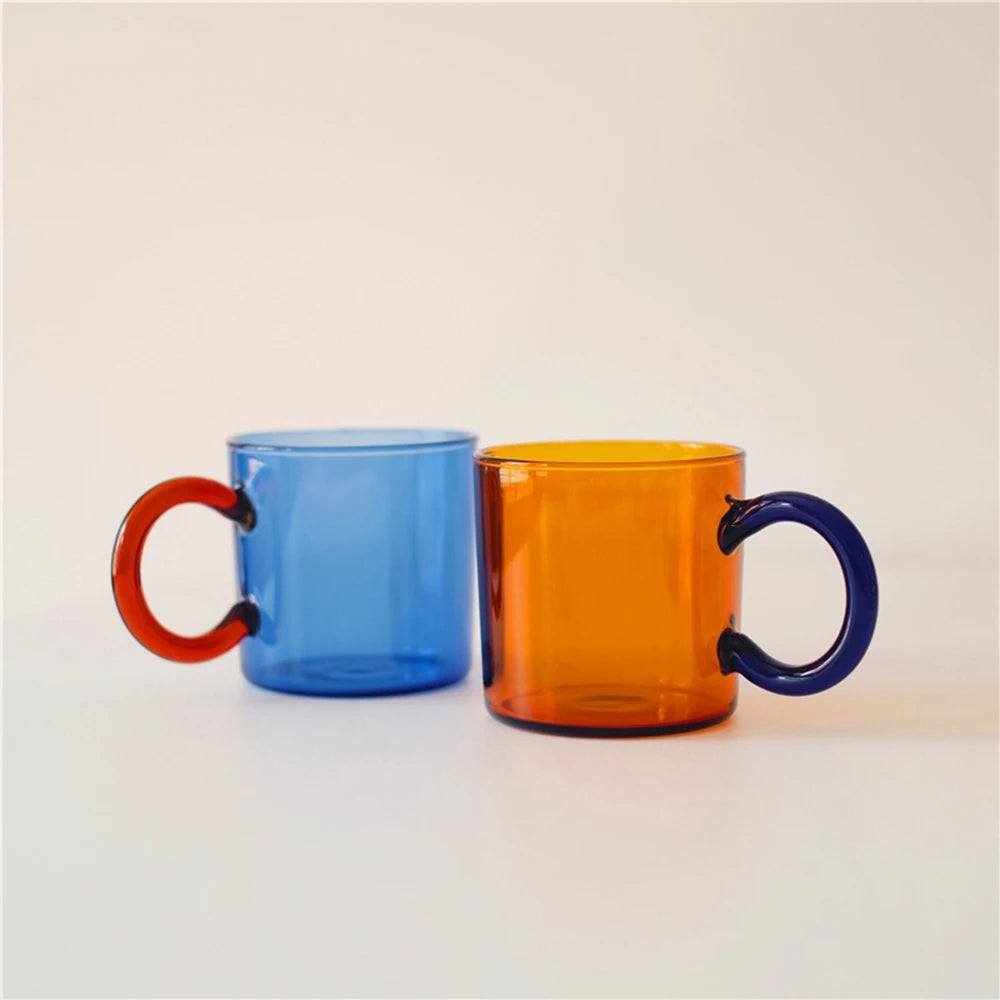 300ml Heat Resistant Creative Colored Custom Glass Water Cup Stackabled Borosilicate Glass Coffee Mug for Water Tea Juice Milk
