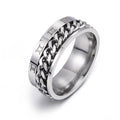 Men Jewelry Stainless Steel Spinner Finger Roman No Rotating Anxiety Ring