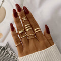 Multiple Designs Trendy Rings Set Gold Plated Alloy Finger Rings for Women Jewelry