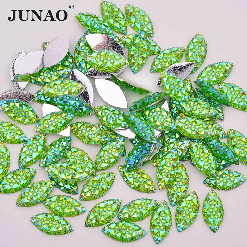 JUNAO Wholesale 7*15mm Strass Clothing Decoration Stones 2000pcs Horse Eye Rhinestones for DIY