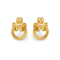 Stylish Retro Personality Stainless Steel Plated 18K Gold Knot Design Earrings Women