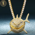Wholesale Men Hiphop Iced Out Gold Plated Brass Animal Whale Shark Charms Pendant Punk Designs Zircon Diamond Jewelry