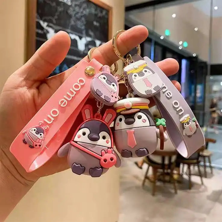Penguin Cartoon Silicone Doll Key Chain Pendant Car Key Chain Customization PVC Creative Gift Bag Pendant