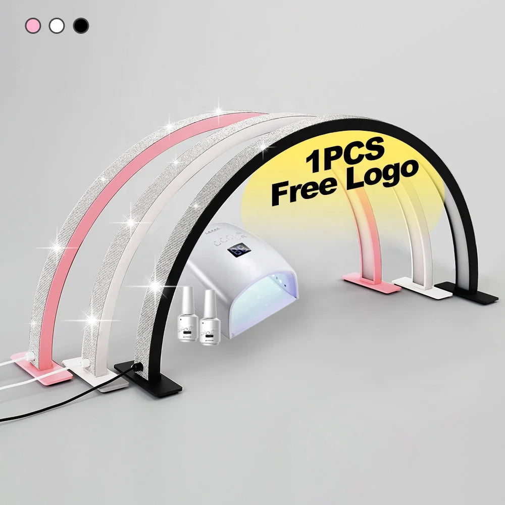 Customized LOGO 48W Energy-Saving and High Brightness Portable Led Manicure Desk Light Half Moon Crystals Nail Desk Light