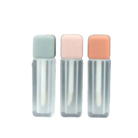 Frosted Square Lipgloss Containers Tube Grey Pink Liptint Bottle Liquid Lipstick Private Label 5ml Lip Gloss Tubes with Wands