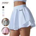 YK Double Layers High Waist Women Sunscreen Anti Glare Tennis Skirt Lady Side Pocket Golf 2 in 1 Women's Tennis Skirts
