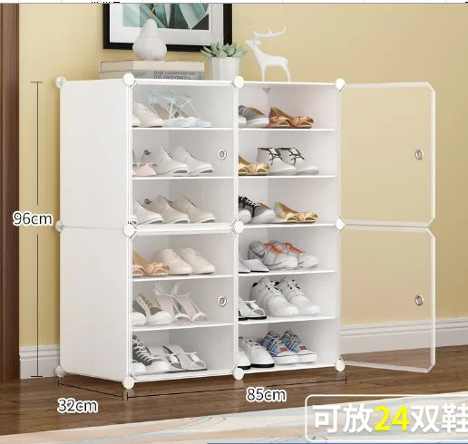 6 Layers New Design Shoe Rack Shelf Storage Closet Organizer Waterproof  DIY White Plastic Shoe Cabinet