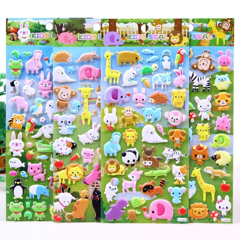 Wholesale Kindergarten Funny DIY Cute Animal Design 3d Cartoon Stickers for Kids
