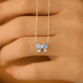 Womens Fashion Necklace Fine Jewelry 925 Sterling Silver Bowknot Pendant Necklace Wholesale