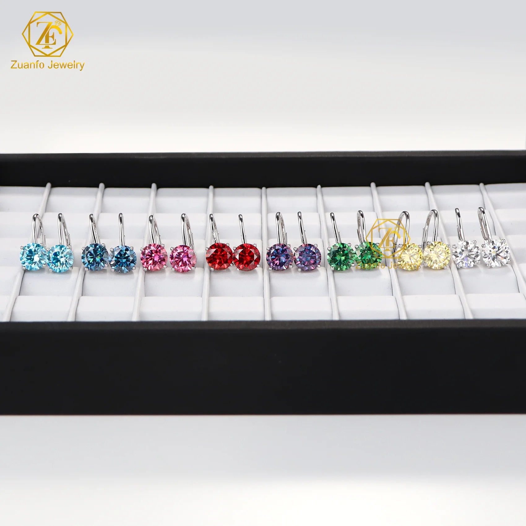8 Heart 8 Arrow Cut Pink Red Aqua Blue Sapphire Blue Purple Lemon Yellow Green Color Moissanite Clip on Earrings