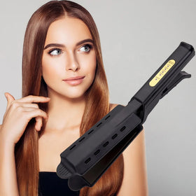 Leeons Wide Plate Titanium Hair Straightener Portable Electric Traveling Flat Iron Adjustable Heat Plastic Handle Private Label
