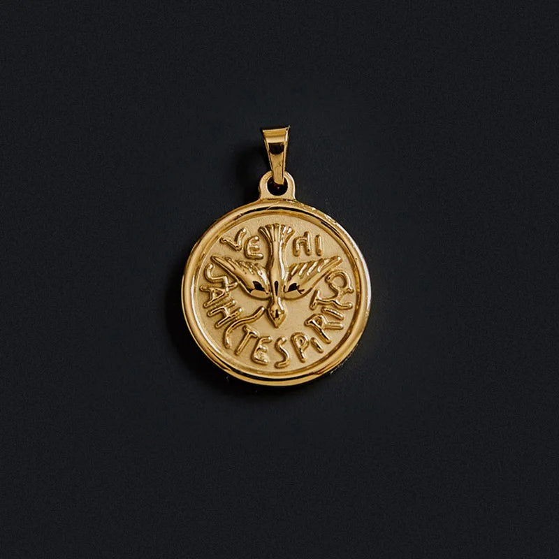 Hot Sell Holy Spirit dove Charm 18k Gold Stainless Steel Animal Jewelry Women Men Religious dove Pendant for Necklace