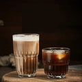 Cafe Office Restaurants Drinking Glasses Ribbed Hi-ball Tumbler Cups Stackable Latte Coffee Glass Cup for Bar Lead Free Crystal
