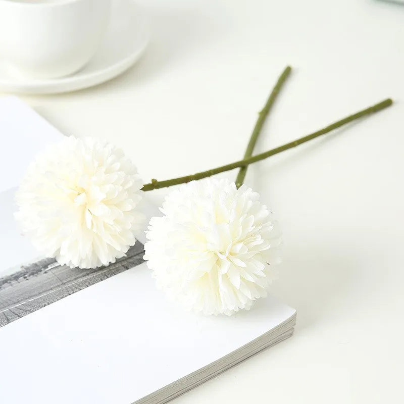 Simulation Flower Home Table Place Potted Flower Arrangement Wedding Decoration Silk Cloth Ball Chrysanthemum Simulation Plant