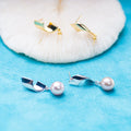 E010903 S925 Pearl Earring 925 Sterling Silver DIY 7-8mm Natural Freshwater Pearl Stud Earring for Women