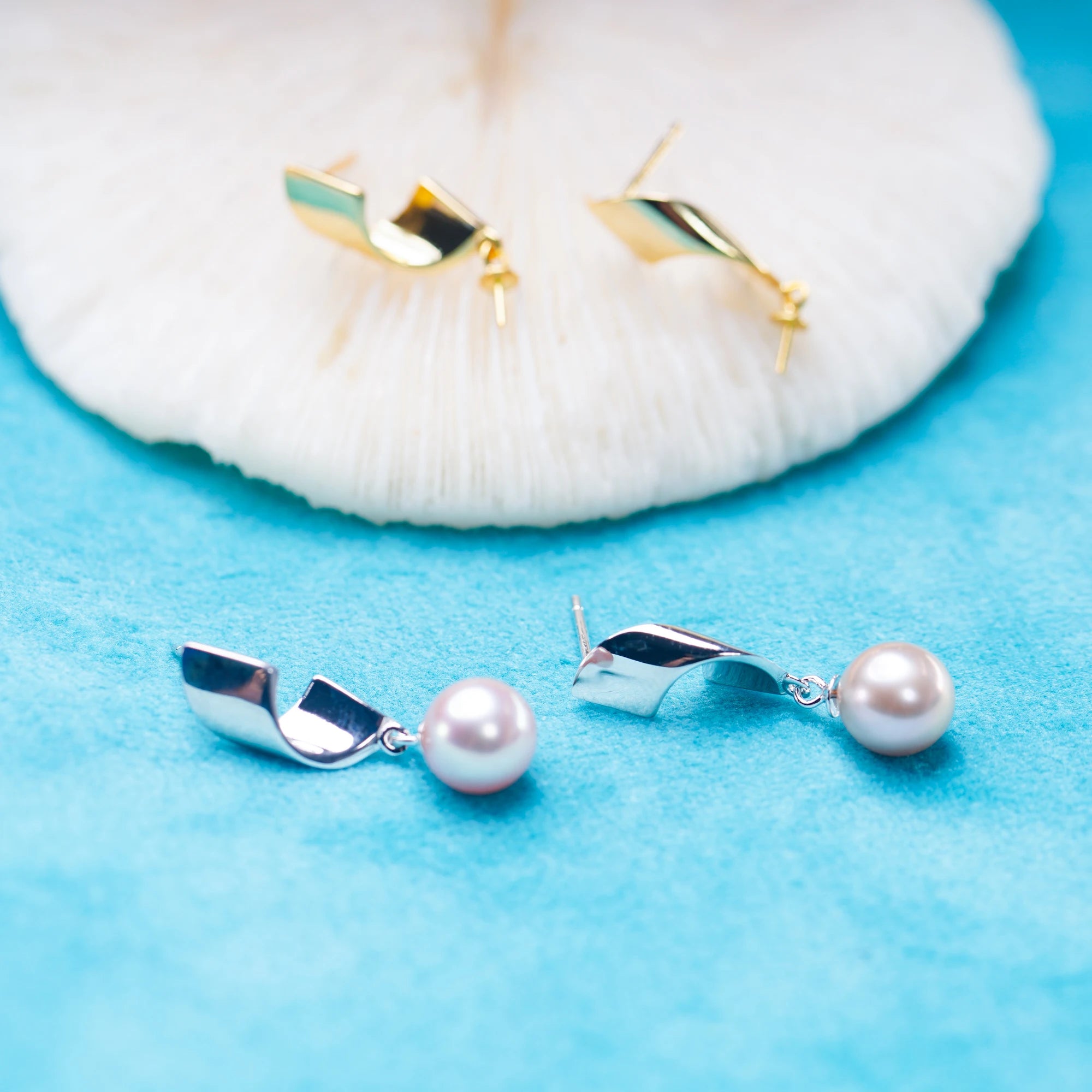 E010903 S925 Pearl Earring 925 Sterling Silver DIY 7-8mm Natural Freshwater Pearl Stud Earring for Women