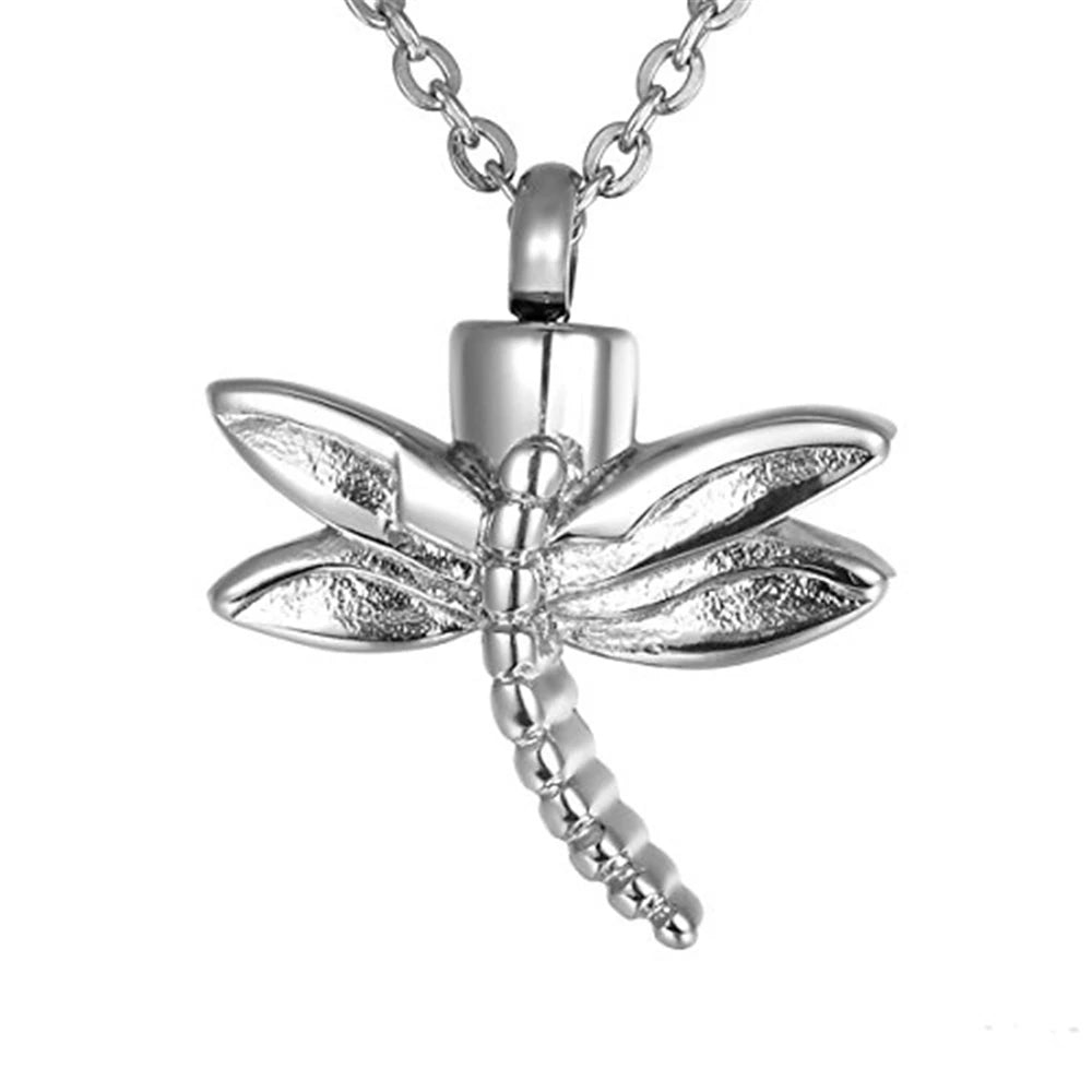 Dragonfly Urn Pendant Stainless Steel Ash Cremation Keepsake Memento Cemetery Fly Dragon Ash Holder Souvenir Pet Cremation Urn