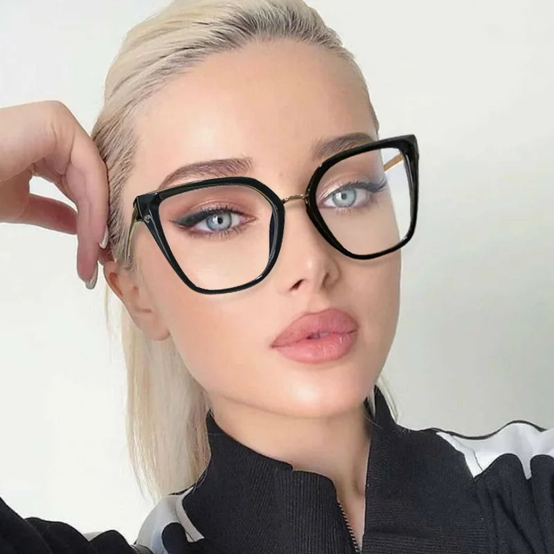 Custom Logo Eyewear Metal Spring Hinge Women Eye Frame Comfortable TR90 Glasses With Blue Light Filter Designer