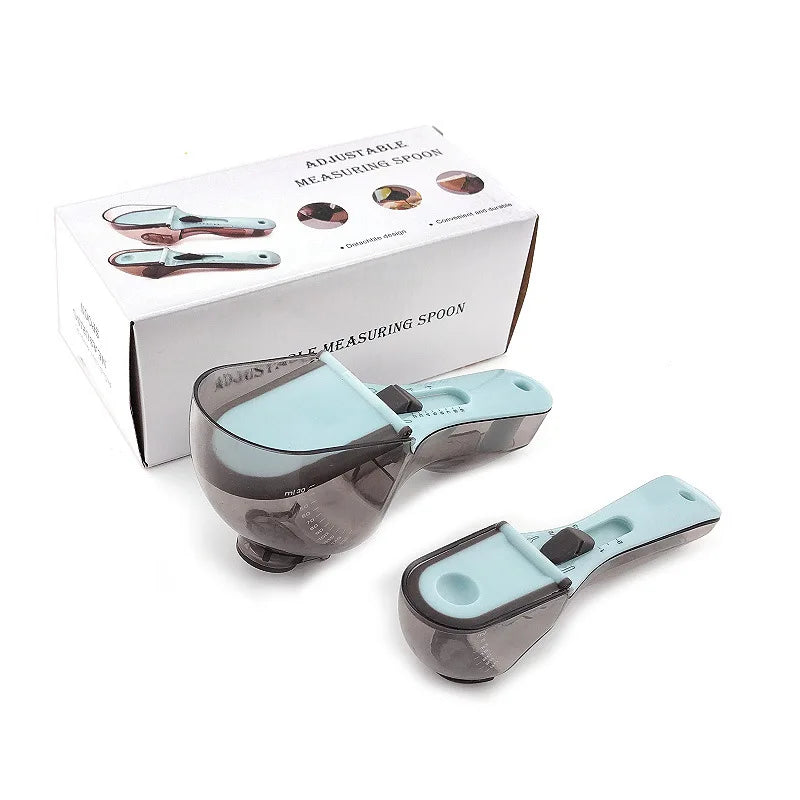 Creative Home Baking Tools 2pcs Digital Plastic Adjustable Scale Measuring Spoon Measuring Cup for Kitchen Use Food Commercial
