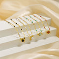 Bohemian Color Dripping Oil Enamel Women Jewelry 18k Gold Plated Colorful Natural Stone Charm Bracelet