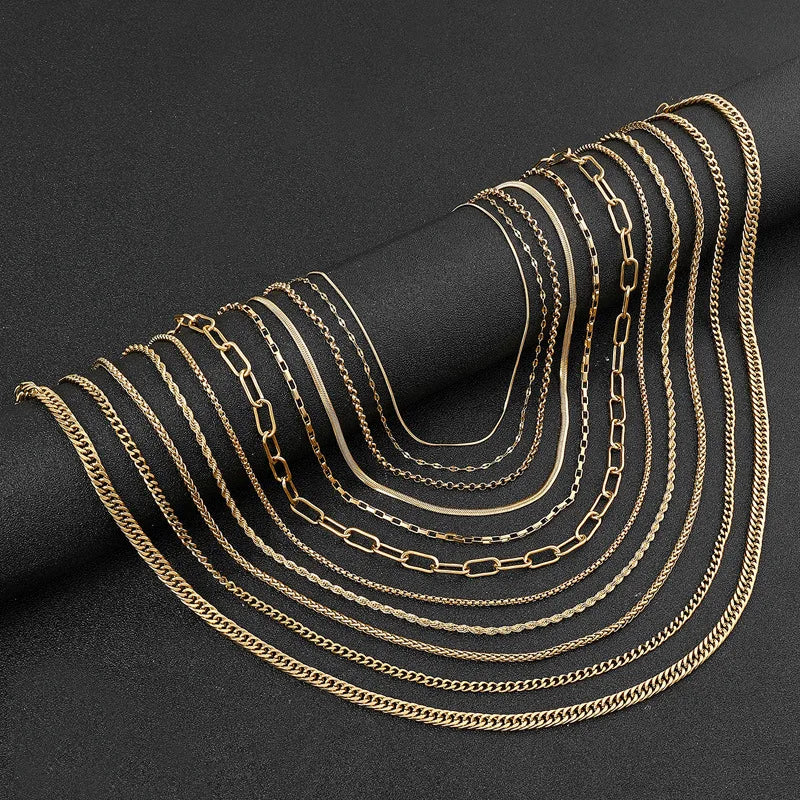HOVANCI Hypoallergenic Non Tarnish Waterproof Stainless Steel Jewelry Supplier Bulk Chain for DIY Necklaces