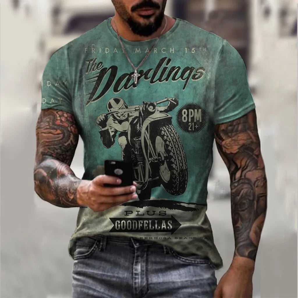 Custom Graphic Printed Men's T-shirts Round Neck Fashion Tee Tops Short Sleeve T Shirt for Men 2023