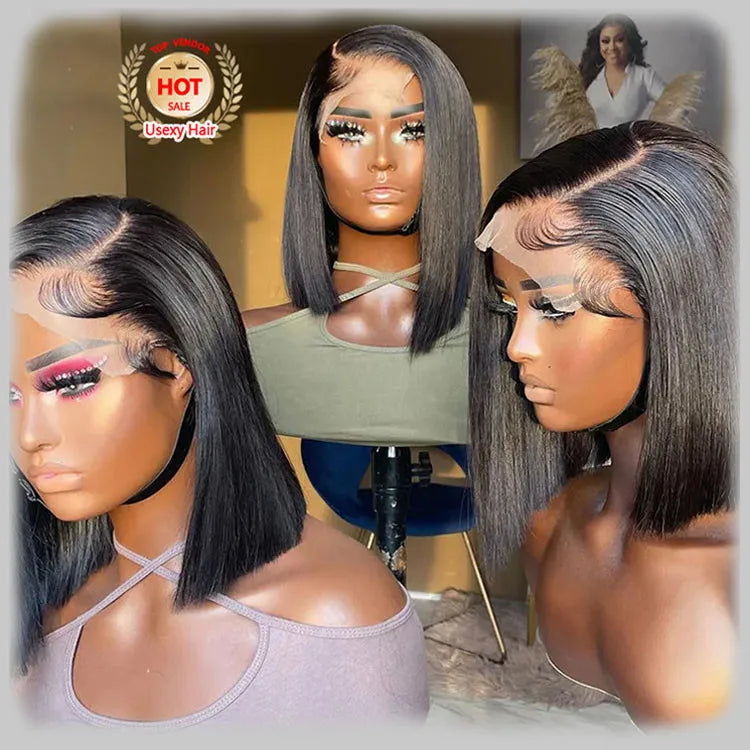 Cheap Straight Bob Wigs Wholesale Natural Short 4x4 Lace Closure Wig Transparent Lace Front Pixie Cut Bob Virgin Human Hair Wigs