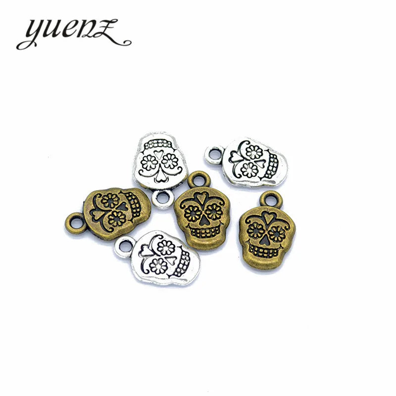 YuenZ Skull Charm Antique Silver Color Metal Charms for Necklace Bracelet Jewelry Making Handmade Crafts 18*12mm F21