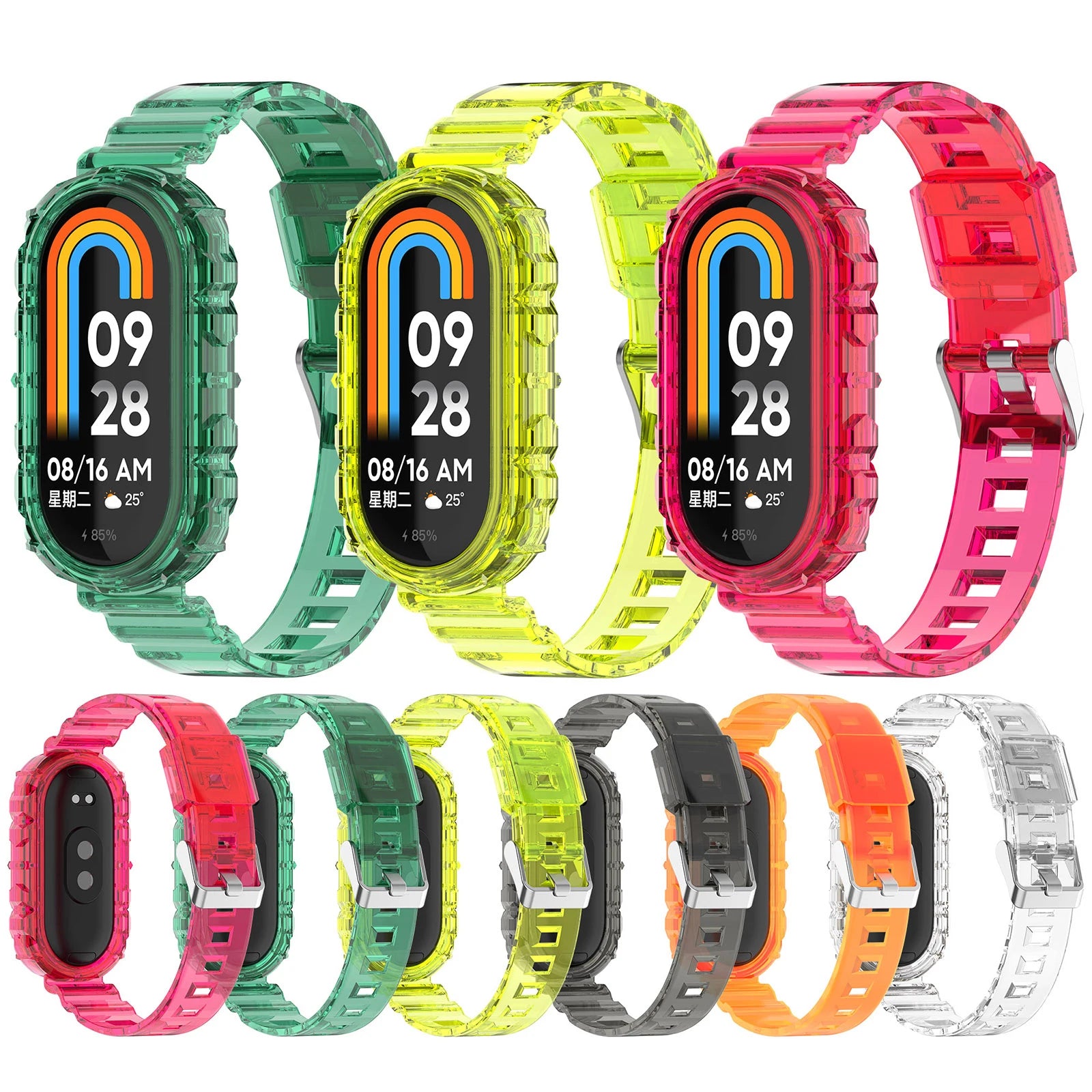 Forwelleny Top Fashion clear Silicone TPU Sport XiaoMi Band 8 Strap Bracelet Correa for xiaomi Mi Smart Band 8 9 10