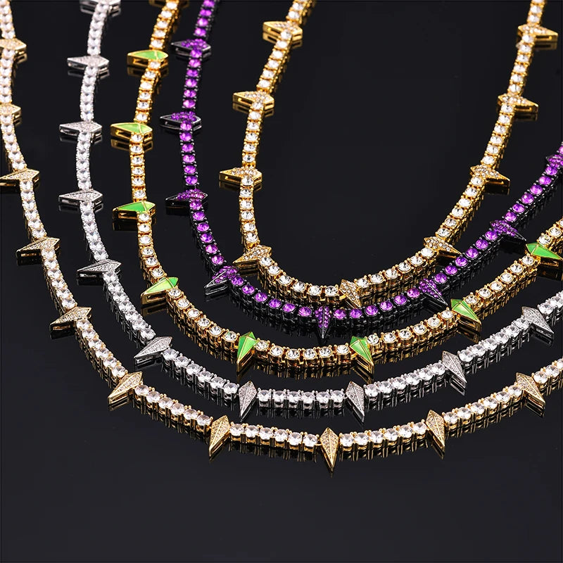 Best Selling Rapper-inspired Chain 13mm Barbed Tennis Chain Necklace Iced Out ZC NecklaceJewelry Tennis  Necklace for Man
