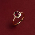 Engagement Wedding Ring 14k Gold Plated 925 Sterling Silver Red Cubic Zircon Stone Ring for Gomen Girls