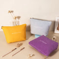 Bsci Custom New Luxury Zipper Square Cute Eco Friendly Embroidery Cotton Terry Towel Cloth Makeup Cosmetic Bags