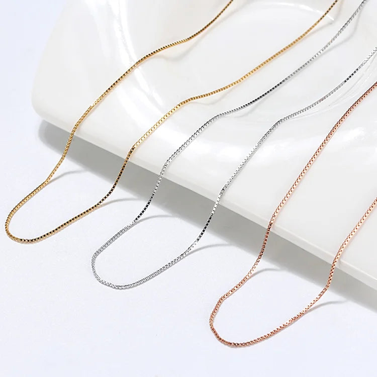 0.6mm Box Chain Real 18K Yellow Gold Rose White Gold Chain by Gram in Roll Per Meter
