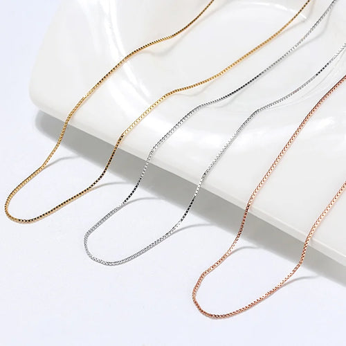 0.6mm Box Chain Real 18K Yellow Gold Rose White Gold Chain by Gram in Roll Per Meter