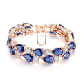 2021 New Arrival Women's Blue Zircon Bracelet Brass Metal Party Stone Fashion Jewelry for Weddings and Engagements