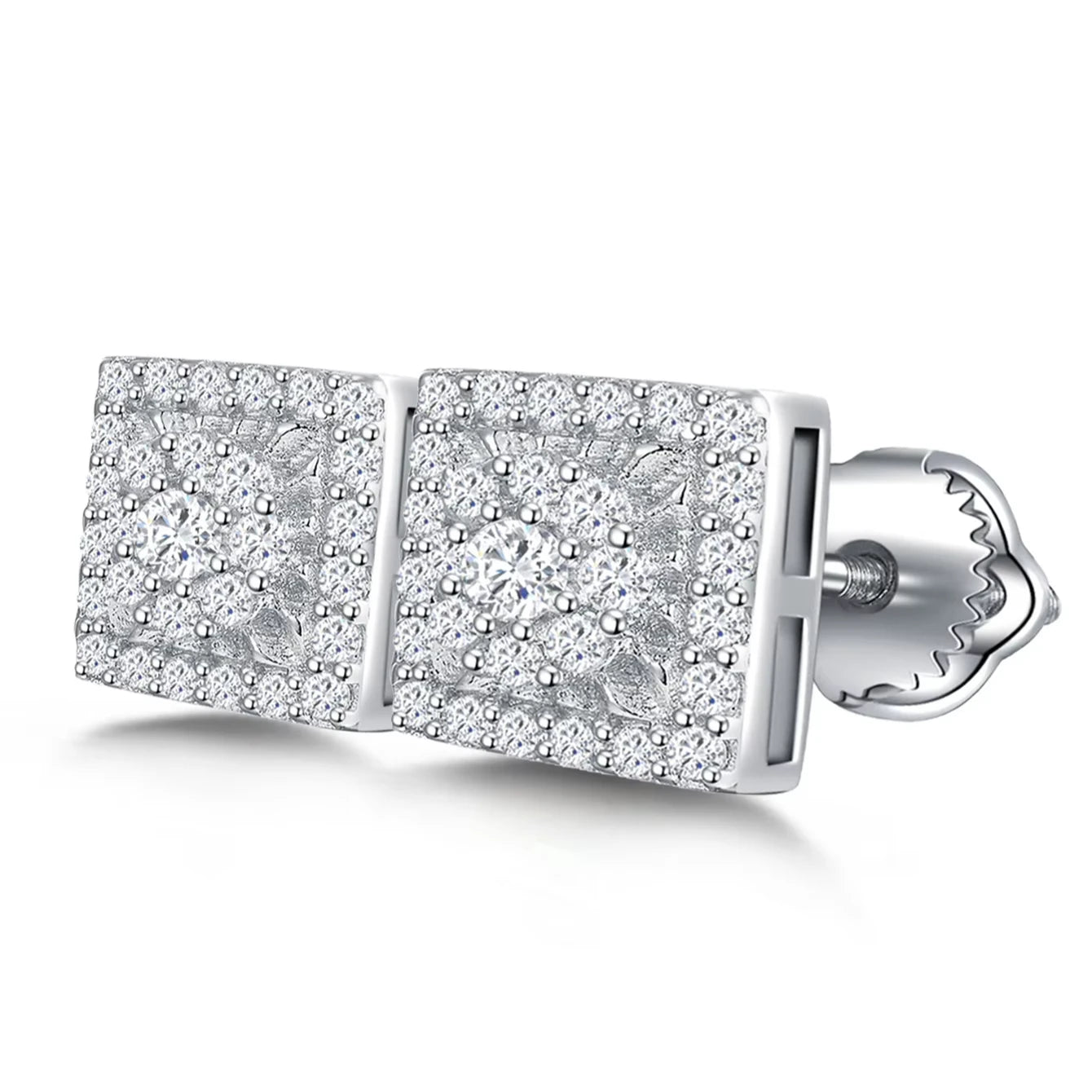 Luxury Jewelry Classic Screw Back Hip Hop 925 Sterling Silver Vvs Moissanite Diamond Stud Earrings