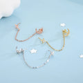 Stock Fashion 925 Sterling Silver Zircon Jewelry Rose Gold  Tassel Chain Earring for Women