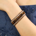 Fashion Beautiful Energy Beaded Jewelry Bracelet Handmade Beige Crystal Glass and Blue Stone Wrap Bracelets Bangles Drop Ship