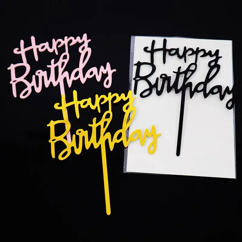 Acrylic Happy Birthday Cake Toppers for Baking Party Supplies Cupcake Plugin Acrylic Happy Birthday Cake Toppers
