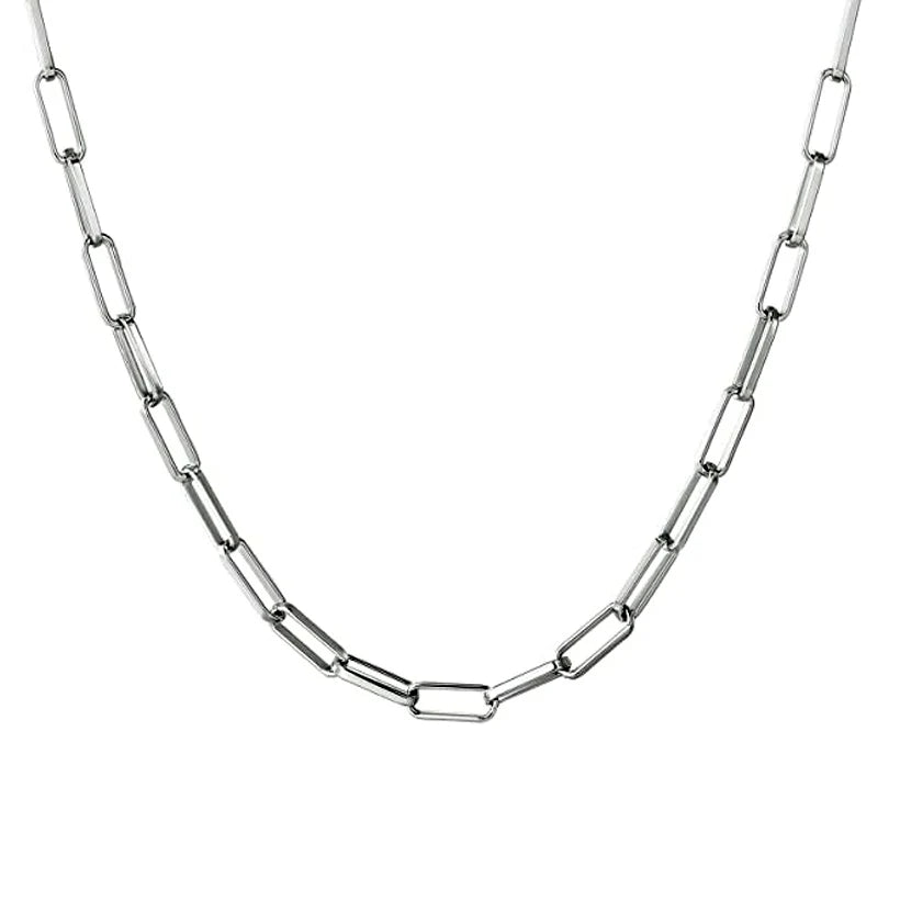New Simple Design Chunky Necklace Chain Women Jewelry Stainless Steel Silver Gold Paperclip Link Chain Necklace for Girls