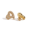 Hip Hop New Style Heart Shaped Earrings Jewelry Iced Out Diamond Silver Gold Plated Heart Stud Earrings Women