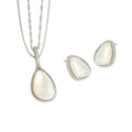 WuQie Silver with Mother Oysters Water Drop Jewelry Set Silver Double Layer Necklaces Shells Earring Set